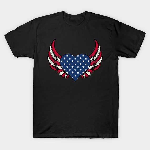 American Heart USA flag T-Shirt by KZK101